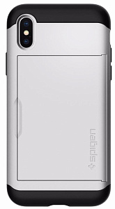 Чехол Spigen для iPhone X Slim Armor CS , серебристый ( 057CS22158)