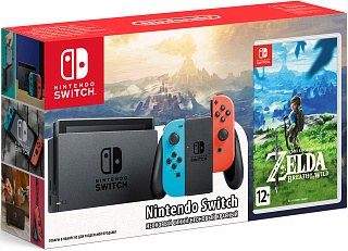 Комплект Nintendo Switch (неоновый синий / неоновый красный) + The Legend of Zelda: Breath of the Wild