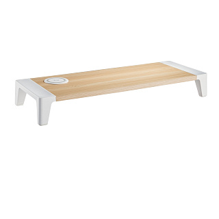 Подставка под монитор с беспроводной зарядкой для телефона FoxGear STB-146, деревянная