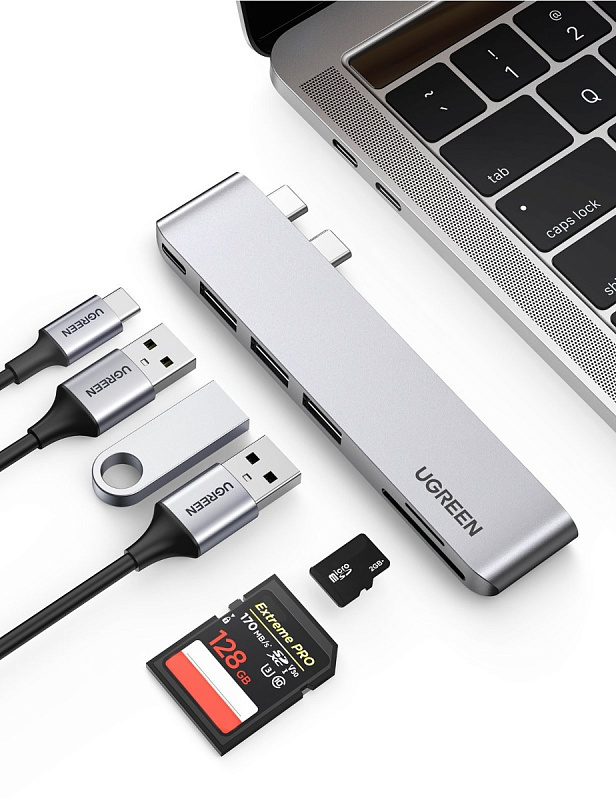 фото UGREEN. USB концентратор Ugreen для MacBook (хаб), 3 x USB 3.0, SD/TF, Thunder Bolt 3 (60560)