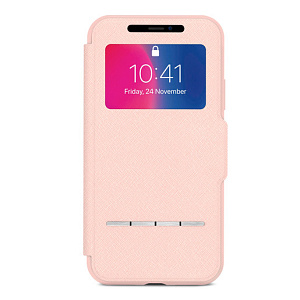 Чехол-книжка Moshi SenseCover для iPhone XS/X. Материал пластик/полиуретан. Цвет розовый