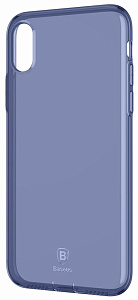 Чехол Baseus Simple Series Case（With Pluggy TPU）Transparent Blue For iP X