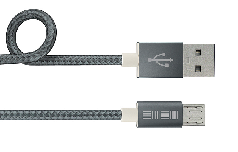 фото Дата -Кабель USB-miсroUSB, PVC/Nylon,цвет- SpGray, 1м