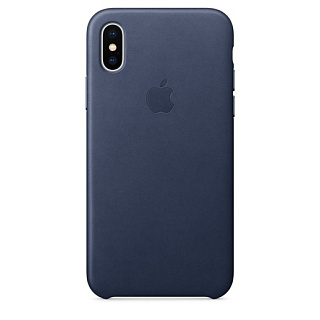 Кожаный чехол Apple Leather Case для iPhone XS, цвет (Midnight Blue) тёмно-синий