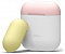 Чехол для AirPods Silicone DUO White с крышками Pink и Yellow
