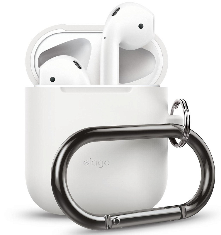 фото Чехол из силикона с карабином Elago Airpods hang case / Night glow blue