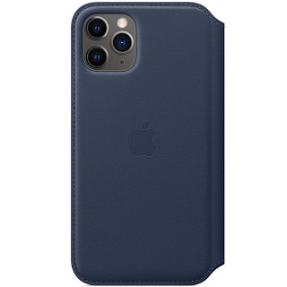 Apple iPhone 11 Pro Max Leather Folio - Deep Sea Blue, Кожанный чехол для Iphone 11 Pro Max цвета синяя волна