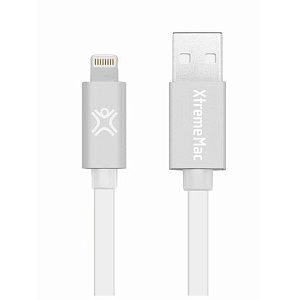 Кабель XtremeMac Lightning to USB Flat LED. Длина 1,2м. LED индикатор заряда. Цвет белый/серебряный.