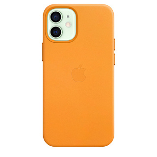 Apple iPhone 12 mini Leather Case with MagSafe California Poppy Кожанный чехол MagSafe для iPhone 12 mini цвета золотой апельсин