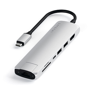 USB-C адаптер Satechi Type-C Slim Multiport with Ethernet Adapter. Цвет серебристый