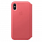 Кожаный чехол Apple Leather Folio для iPhone XS, цвет (Peony Pink) розовый пион