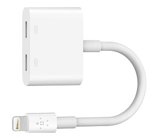 Переходник Belkin Lightning Audio + Charge RockStar для iPhone7/7Plus (White)