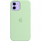 Силиконовый чехол MagSafe для IPhone 12/12 Pro фисташкового цвета 