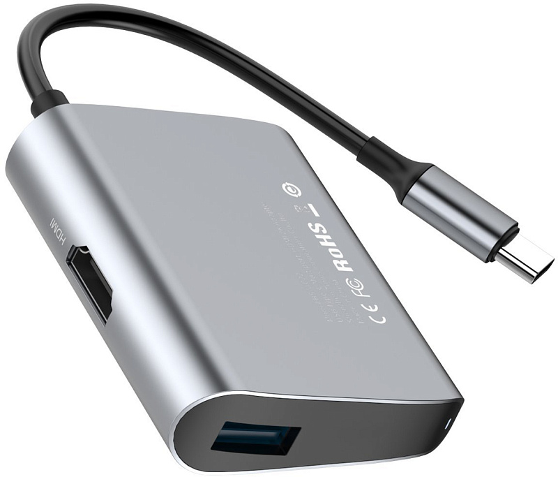 фото Переходник Baseus Enjoyment series Type-C to HDMI+USB3.0 HUB Adapter Gray