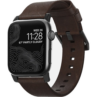 Ремешок Nomad Modern Strap для Apple Watch 40mm/38mm. Материал кожа натуральная. Цвет ремешок темно-коричневый, застежка черный