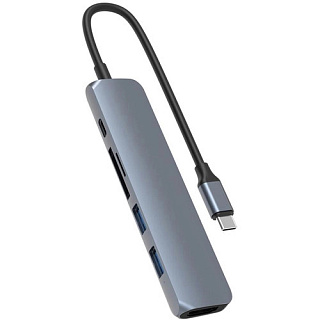 USB-хаб Hyper HyperDrive BAR 6-in-1 USB-C Hub для iPad Pro, MacBook Pro / Air. Порты: HDMI, 2 x USB-A, Micro SD, SD, USB Type-C Power Delivery. Цвет: серый космос.