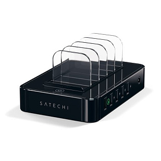 Зарядная док-станция Satechi 5-Port USB Charging Station Dock для мобильных устройств. Разъемы: USB 5В/2,4А - 4 шт., USB Qualcomm® Quick Charge™- 1 шт. Цвет черный.