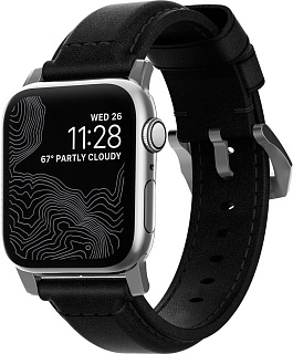 Ремешок Nomad Traditional Strap (NM1A41ST00) для Apple Watch Series 2/3/4 42/44 mm (Black/Silver)