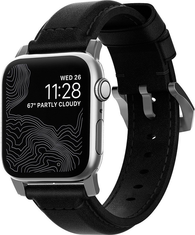 фото Ремешок Nomad Traditional Strap (NM1A41ST00) для Apple Watch Series 2/3/4 42/44 mm (Black/Silver)