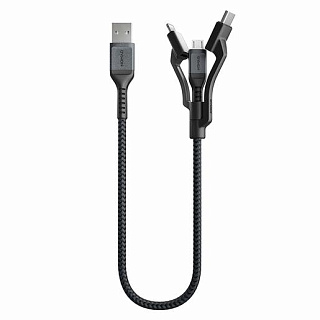 Кабель Nomad Universal Cable, интерфейсы Lightning/USB-C/Micro-USB. Длина 0,3 м. Цвет чёрный