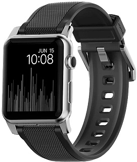 Ремешок Nomad Rugged Strap (NM1A41S000) для Apple Watch Series 2/3/4 42/44 mm (Black/Silver)