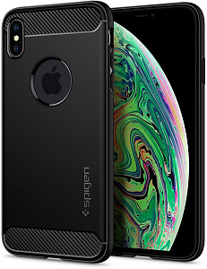 Чехол Spigen Rugged Armor, black - iPhone XS/X