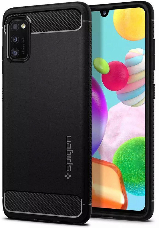 фото Чехол Spigen Rugged Armor (ACS00875) для Samsung Galaxy A41 (Black)
