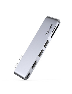 UGREEN. USB концентратор для MacBook (хаб), 3 x USB 3.0, HDMI, SD/TF, Thunder Bolt 3 (80856)