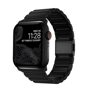 Ремешок Nomad Titanium Band v2 для Apple Watch 44mm/42mm. Материал титан. Цвет ремешок титановый, застежка черная
