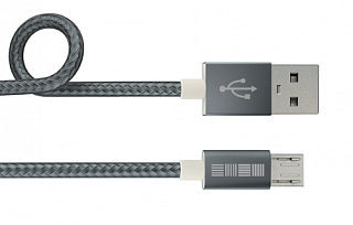 Дата -Кабель USB-miсroUSB, PVC/Nylon,цвет- SpGray,2м