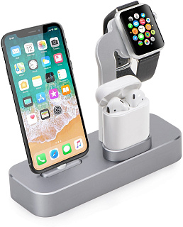 Док-станция COTEetCI Base19 Dock 3 в 1 для Apple Watch / iPhone / AirPods (Space Gray) 