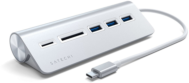 фото USB-концентратор Satechi Aluminum USB 3.0 Hub & Card Reader ST-TCHCRS (Silver)