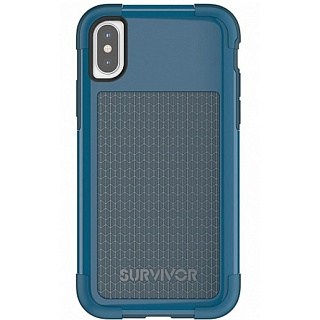 Защитный чехол Griffin Survivor Fit для iPhone XS/X. Материал прорезиненный пластик. Цвет синий/голубой