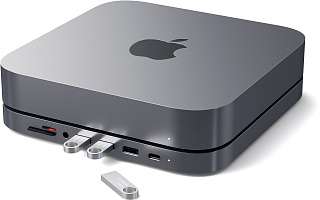 USB док станция с подставкой Satechi Mac Mini Stand & Hub для Mac Mini