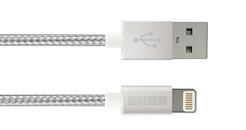 фото Кабель нейлон USB iPh5 8pin Mfi, материал TPE, цвет - Silver,1,0m