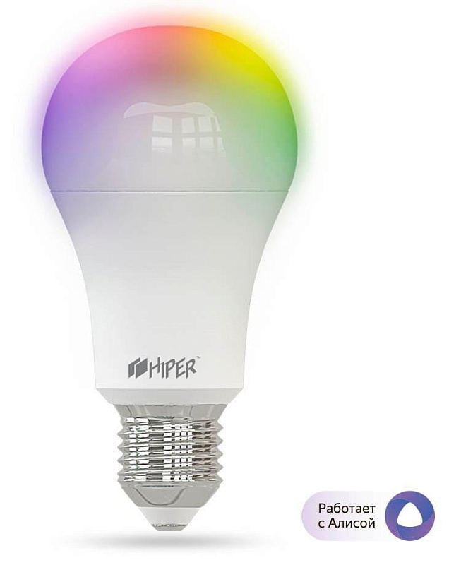 фото Умная LED лампочка Wi-Fi Hiper IoT A61 RGB работает с Алисой (White)