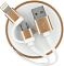 Кабель-рулетка Lightning+Micro USB2.0,алюм. Цв. Бел/Золот,1м