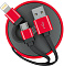 Кабель-рулетка Lightning+Micro USB2.0,алюм. Цв. черн/красн,1м