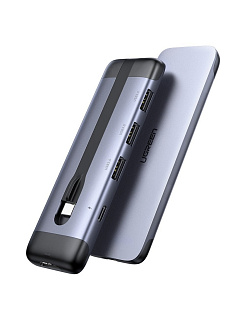 UGREEN. USB концентратор Ugreen 5 в 1 (хаб), 3 х USB 3.0, HDMI, PD (70408)