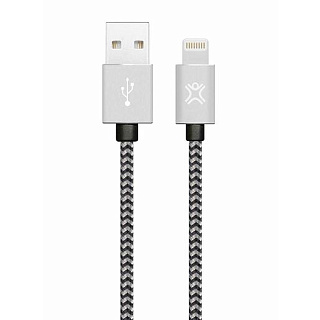 Кабель XtremeMac Premium Lightning to USB. Оплетка из нейлона. Длина 2м. Цвет серебряный.