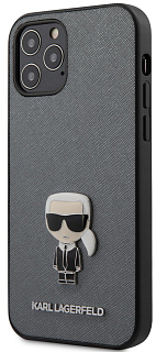 Чехол Karl Lagerfeld PU Saffiano Ikonik Karl (KLHCP12MIKMSSL) для iPhone 12/12 Pro (Silver)