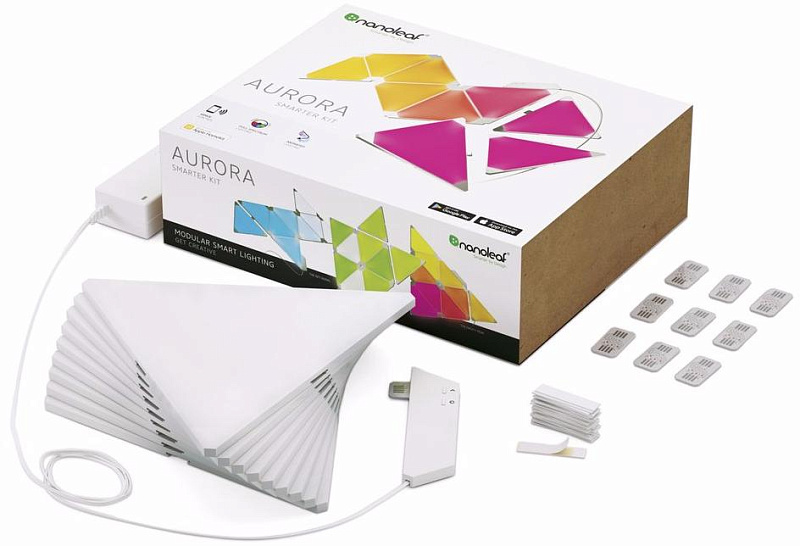фото Светильник светодиодный Nanoleaf Aurora Smarter Kit, состоит из 9 независимых панелей
