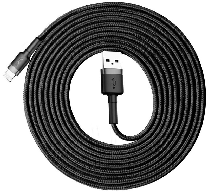 фото Кабель Baseus cafule Cable USB For iP 2A 3m Gray+Black
