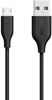 Кабель Anker Powerline Micro USB, 0,9м, кевлар, 5000+ перегибов, A8132H12 (ритейл). Черный