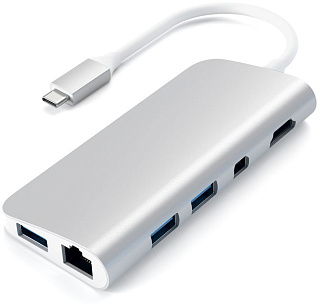 USB-концентратор Satechi Aluminum Type-C Multimedia Adapter ST-TCMM8PAS (Silver)
