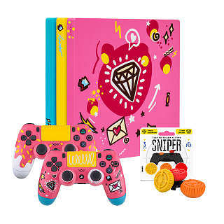 PS4 PRO "SWEET" 1tb С ДВУМЯ ГЕЙМПАДАМИ И СТИКАМИ