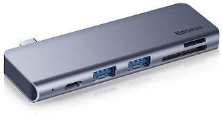 Хаб Baseus Type-C USB3.0*2+SD+TF+Type-C PD grey