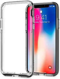 Защитный бампер Spigen для iPhone X Neo Hybrid EX , серый  (защитная пленка 2шт) (057CS22684)