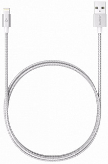 LENZZA Nylon Braided Kevlar Cable Кевларовый кабель Lightning to USB, длина 1,2 м. Цвет серебряный.
Lenzza Nylon Braided Kevlar Cable /Apple lightning,1.2m - Silver