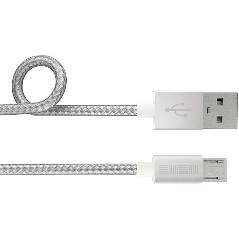 фото Дата -Кабель USB-miсroUSB, PVC/Nylon,цвет-Silver, 2м